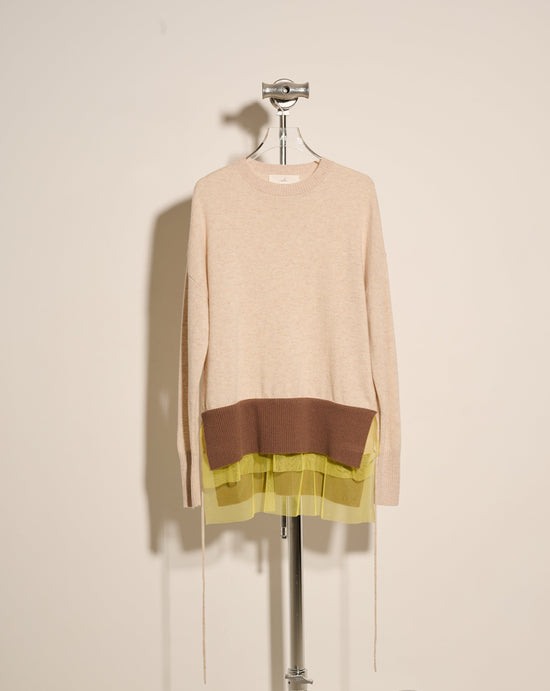 aalis FLURINA hi-lo cashmere sweater with mesh detail (Beige brown)