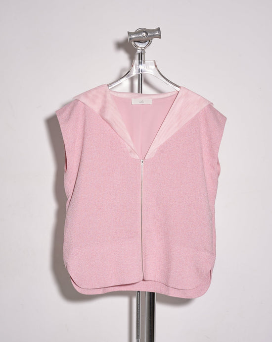 aalis WENDY tweed sleeveless pullover with mesh collar (Pink)