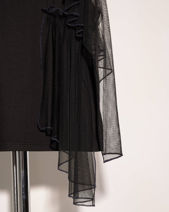 aalis MARIAN cascade mesh with trim detail LS top (Black)