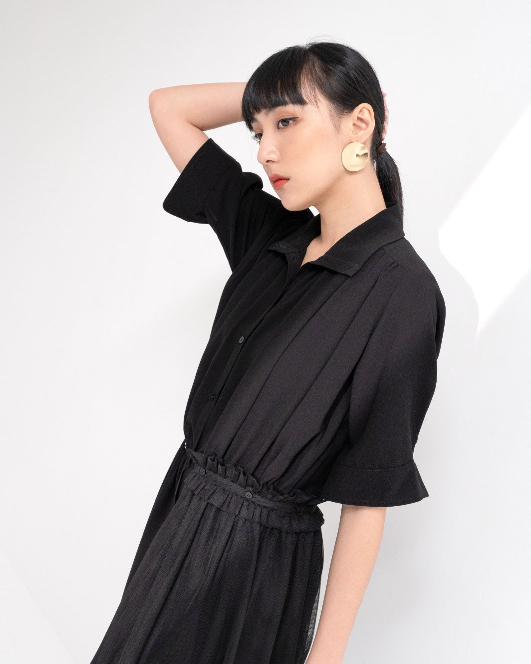 aalis ARIA mesh skirt belt dress (Black)