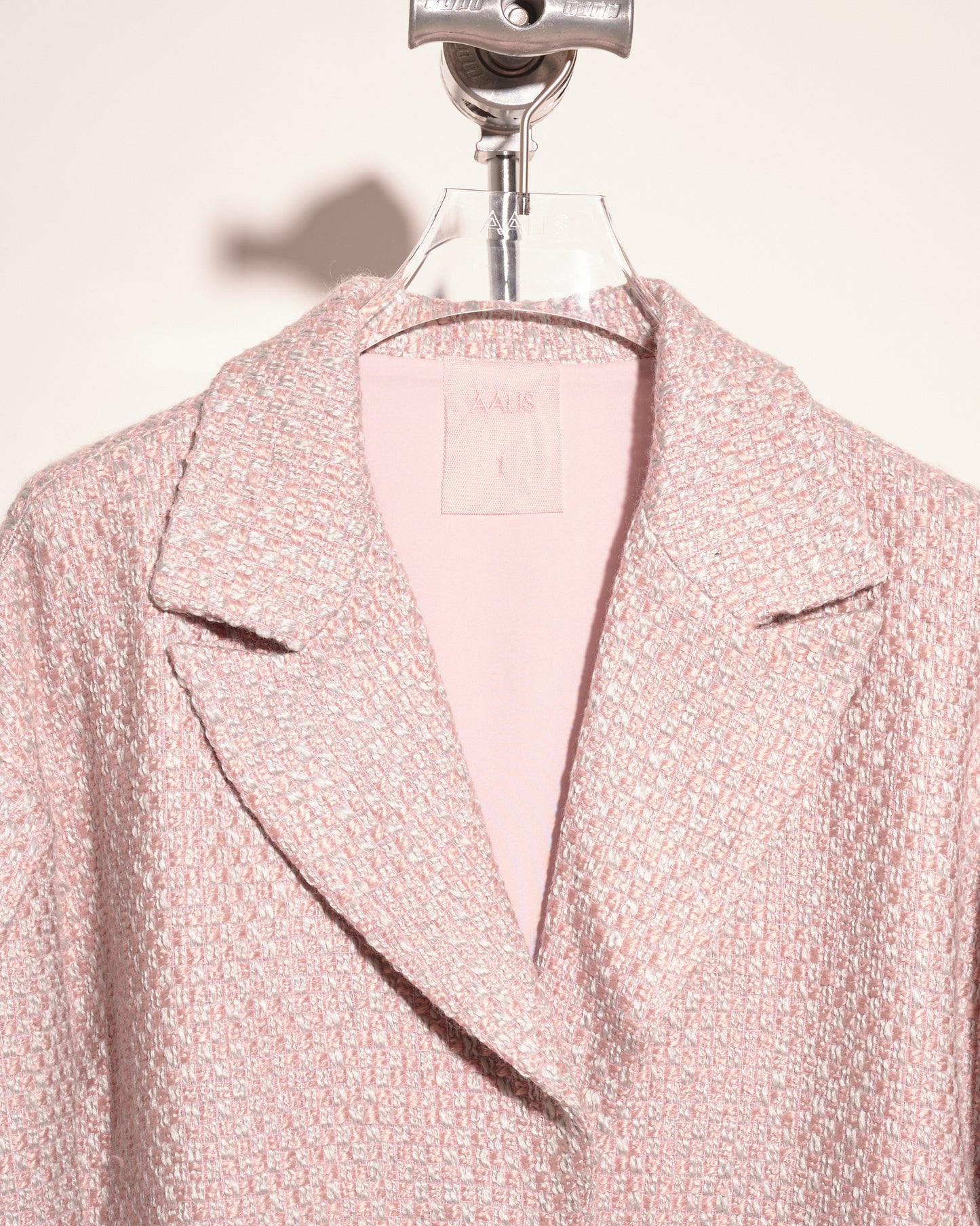 aalis FRAN Loose fit balloon sleeves tweed jacket (Pink grey)