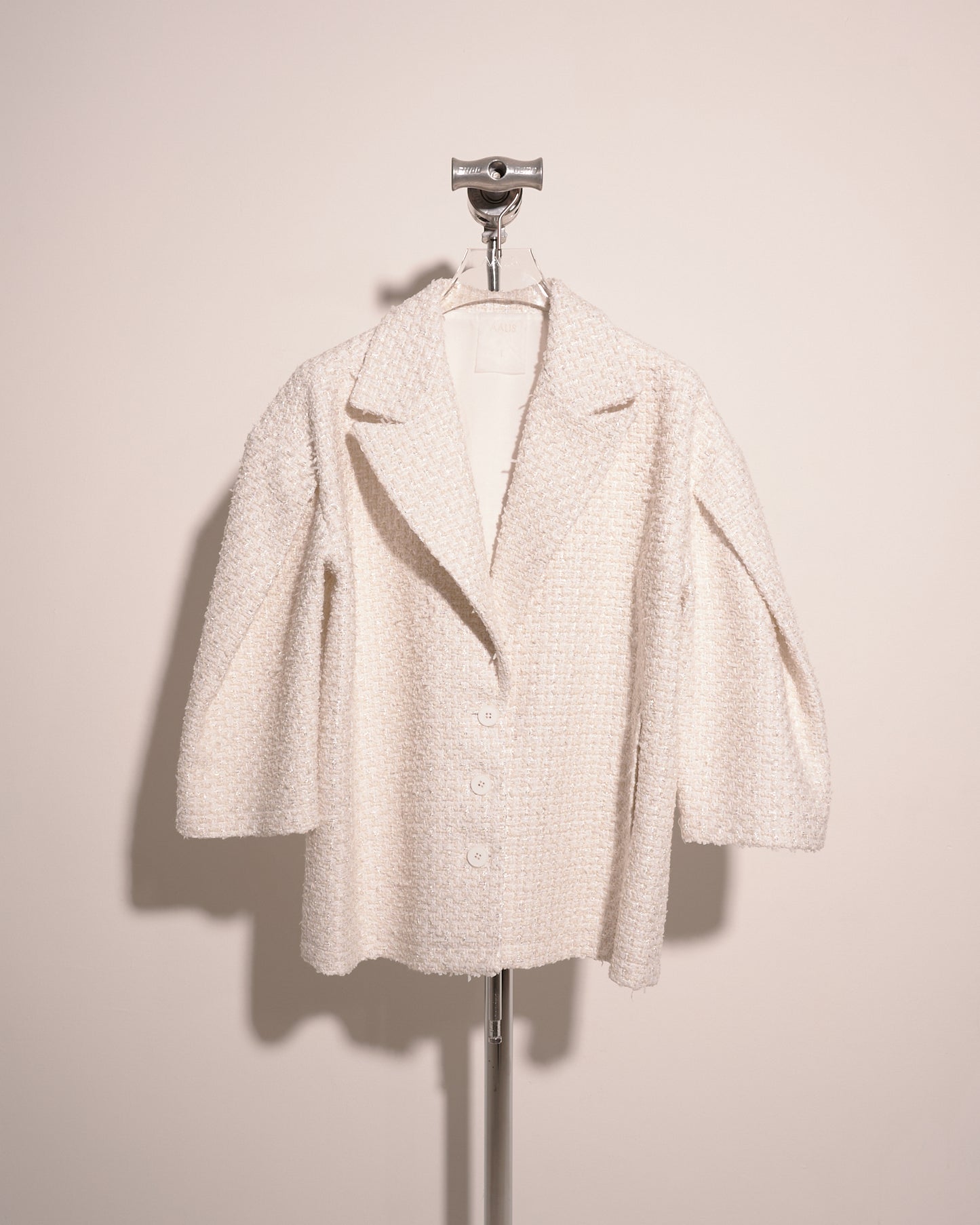aalis FRAN Loose fit balloon sleeves tweed jacket (White)