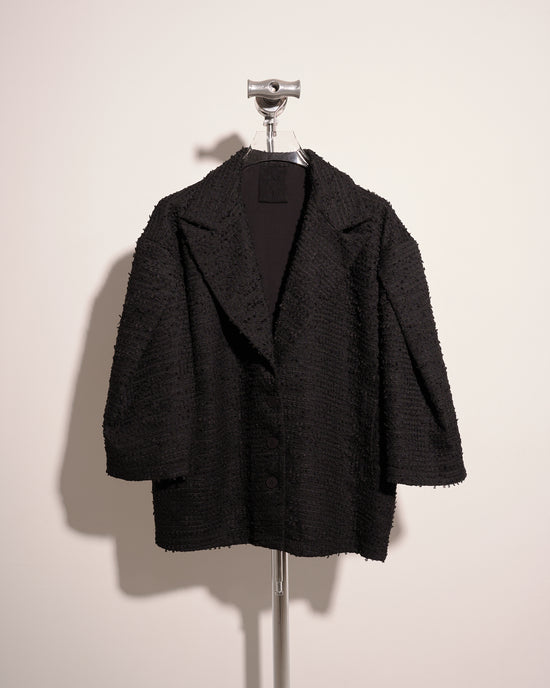 aalis FRAN Loose fit balloon sleeves tweed jacket (Black)