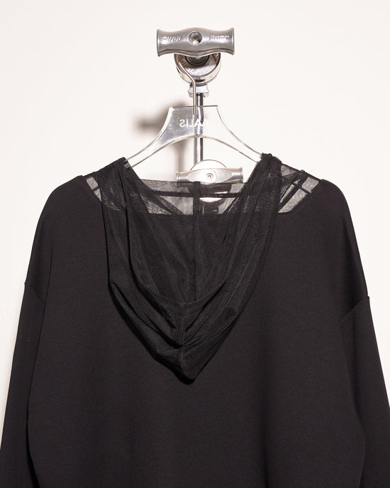 aalis KAKA mesh and ruffle detail hoodie (Black)