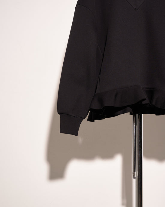aalis KAKA mesh and ruffle detail hoodie (Black)