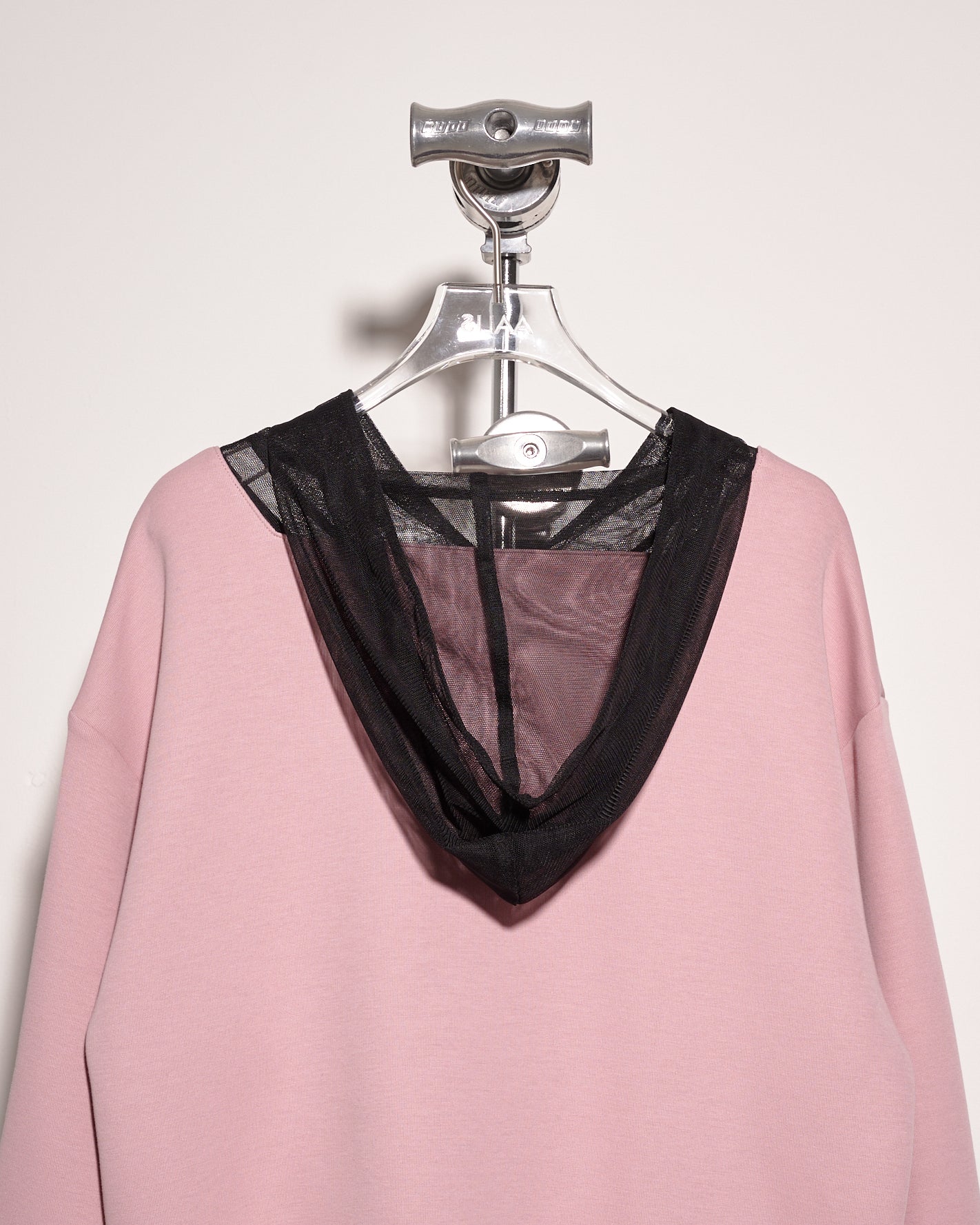 aalis KAKA mesh and ruffle detail hoodie (Pink)