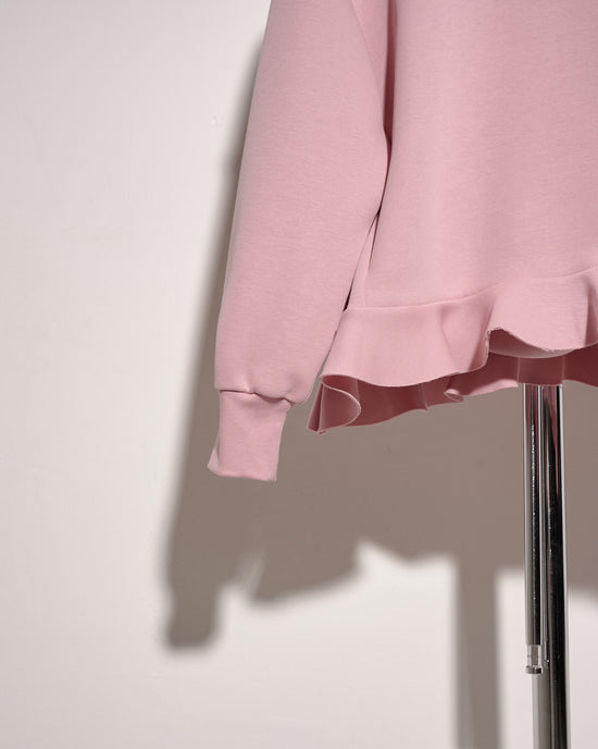 aalis KAKA mesh and ruffle detail hoodie (Pink)