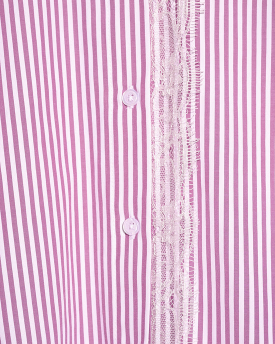 aalis CINDAL lace layer striped shirt (Magenta stripe)