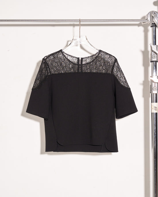 aalis QUIN zip detail lace and knit pullover (Black)