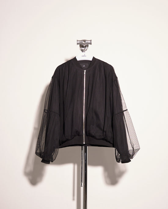 aalis VANI mesh bubble hem bomber jacket (Black)