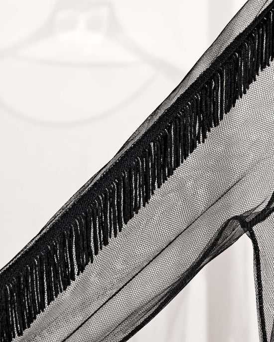aalis AMAY fringe trim detail mesh top (Black)