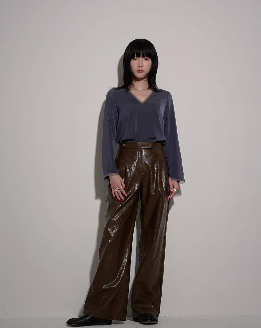 aalis SEF faux leather pants (Brown)