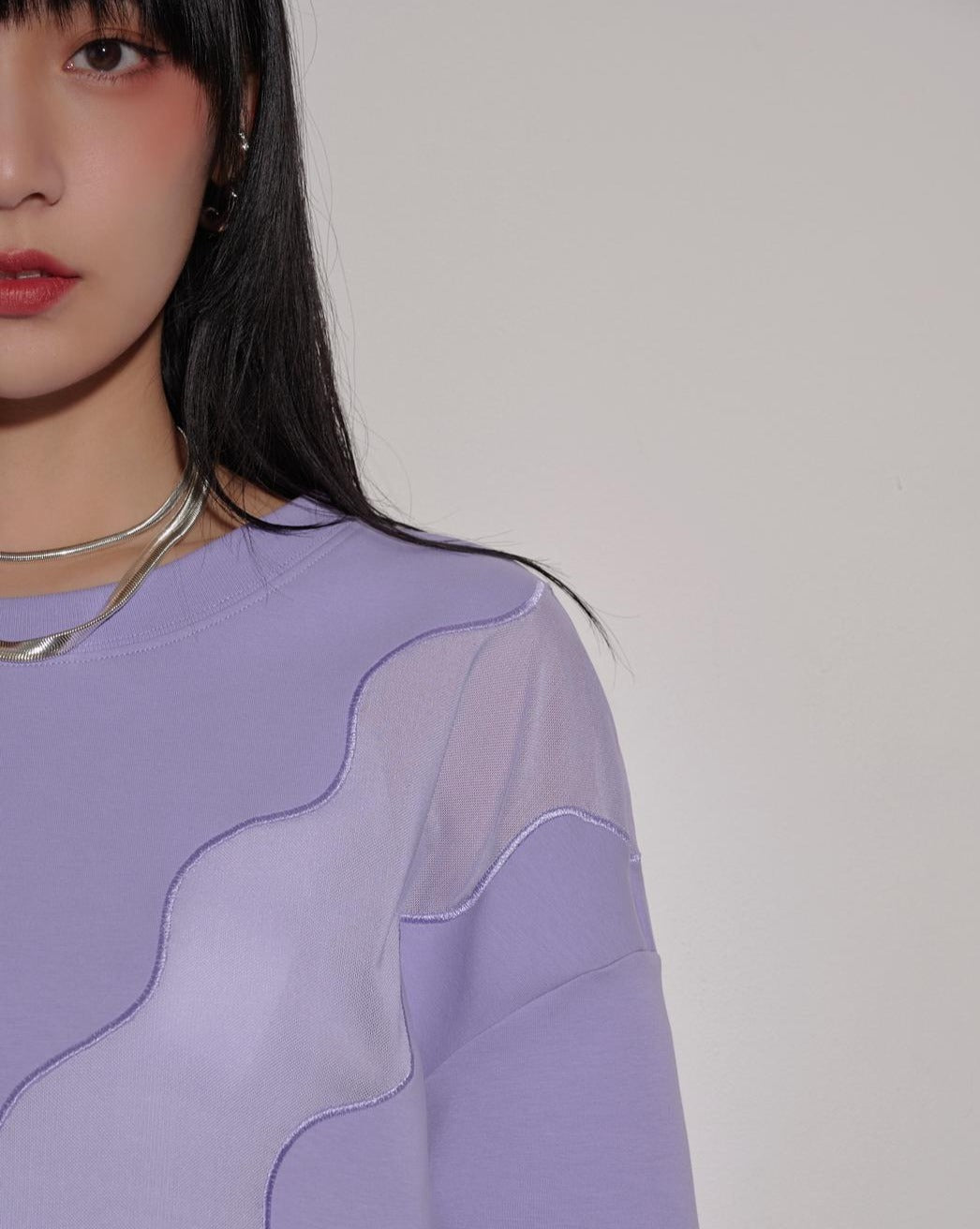 aalis OMIN V shape embroidered pullover (Purple)