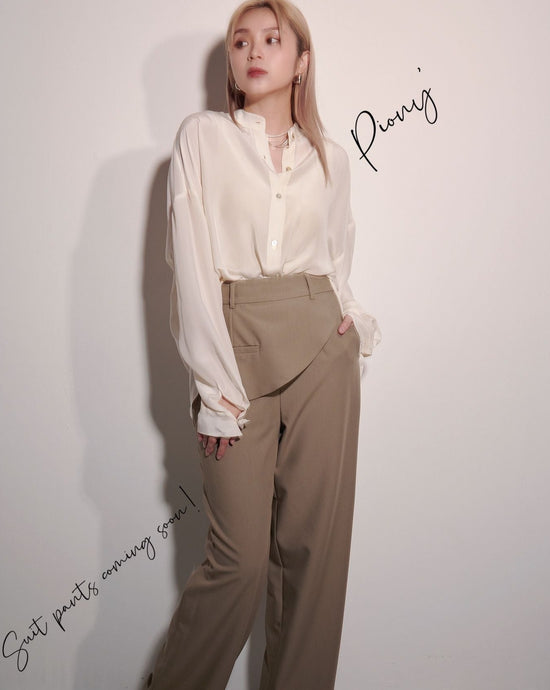 aalis PIONY twisted knot on the back silk shirt (Ivory)