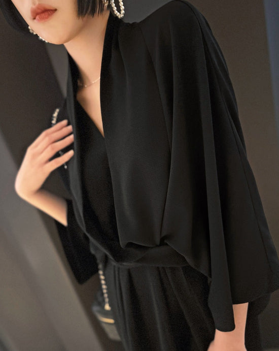 aalis DELIA V neck dress (Black)