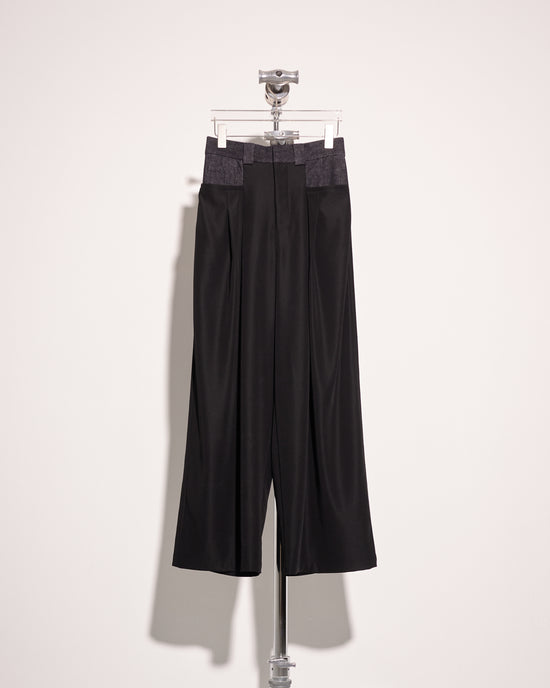 Load image into Gallery viewer, aalis DAMIAN denim waist suiting wide leg pants (Black)
