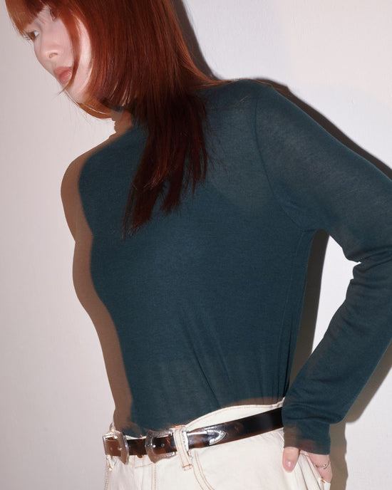 aalis ROISE sheer turtle neck top (Dark green)