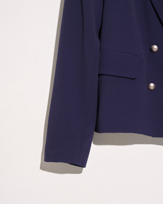 aalis ROSSA 4 buttons crepe fitted navy blazer (Navy)