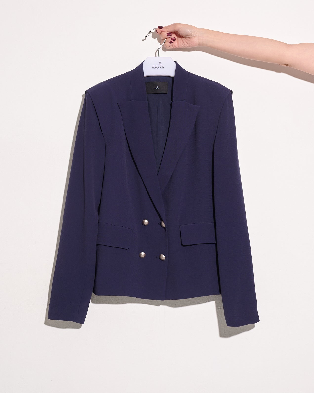 aalis ROSSA 4 buttons crepe fitted navy blazer (Navy)