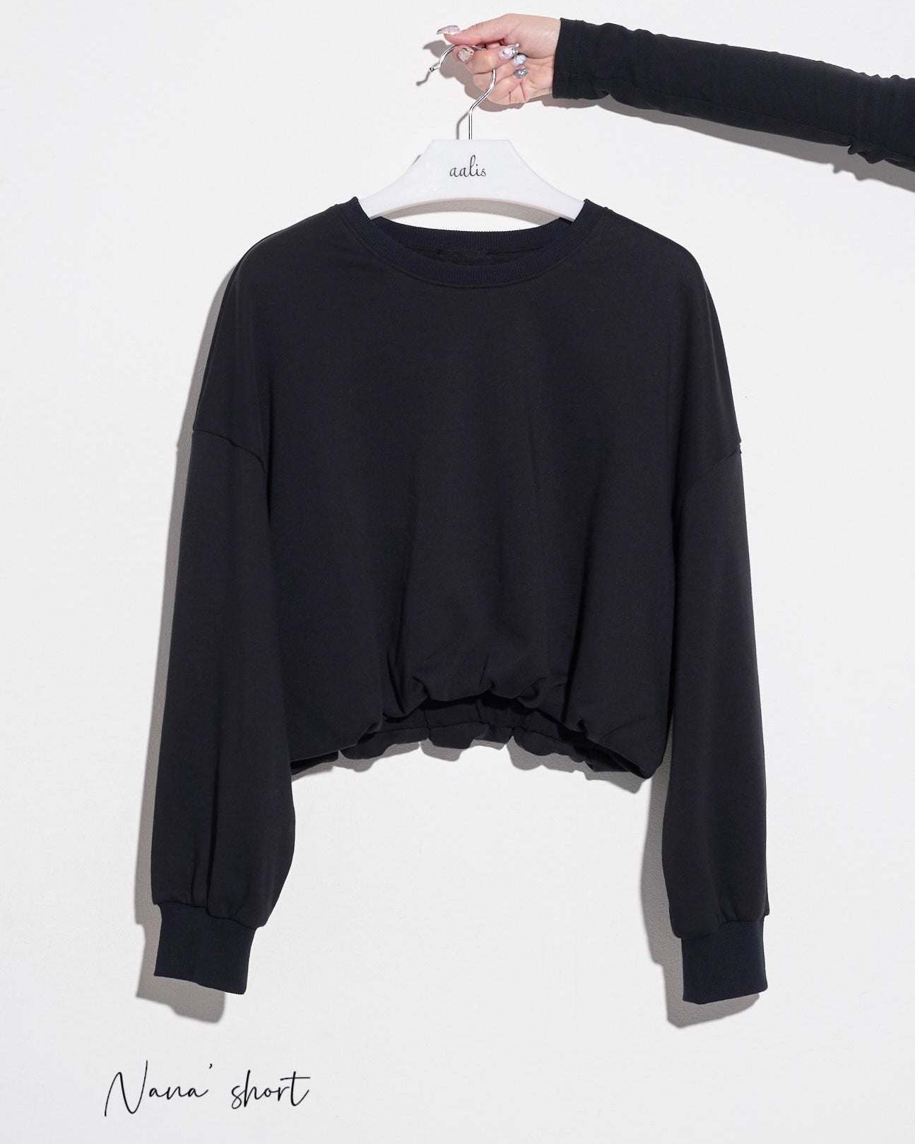 aalis NANA Short bubble hem sweater (Black)