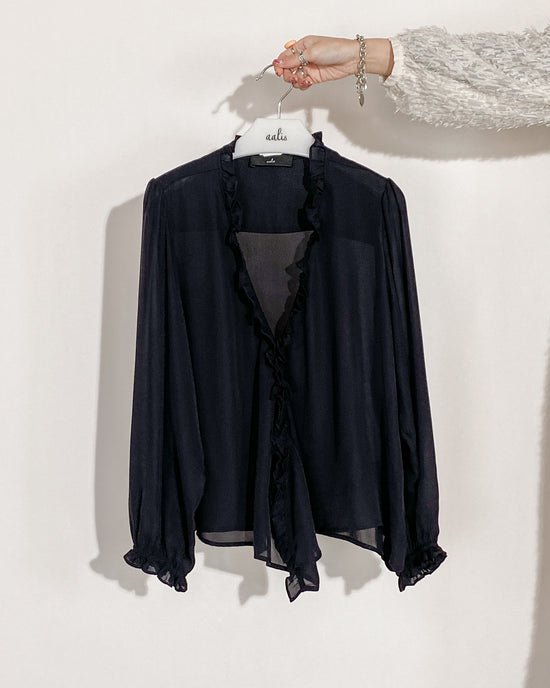 aalis MAYO ruffle cardi blouse (Black 1)