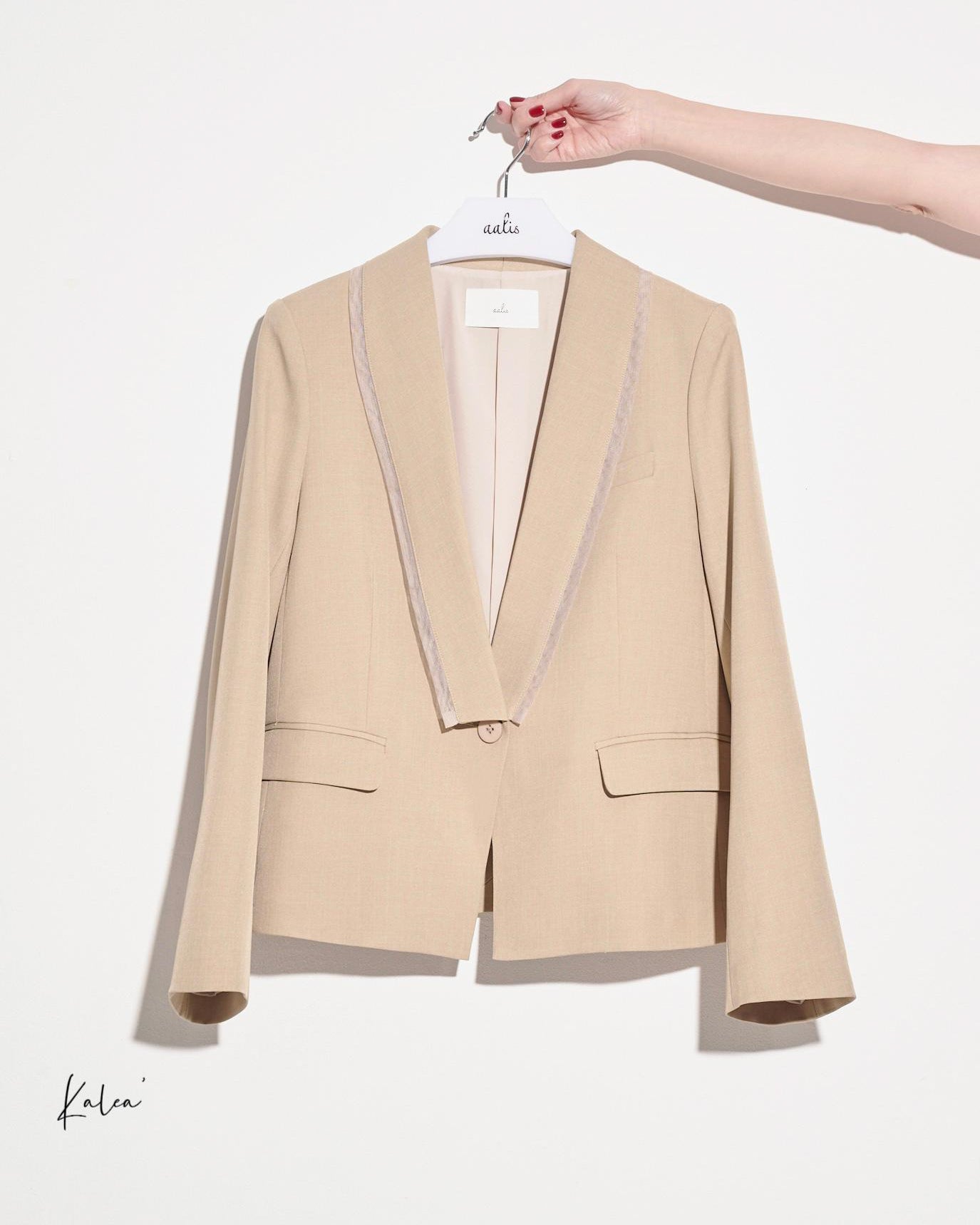 aalis KALEA mesh trim collar single breasted blazer (Khaki)