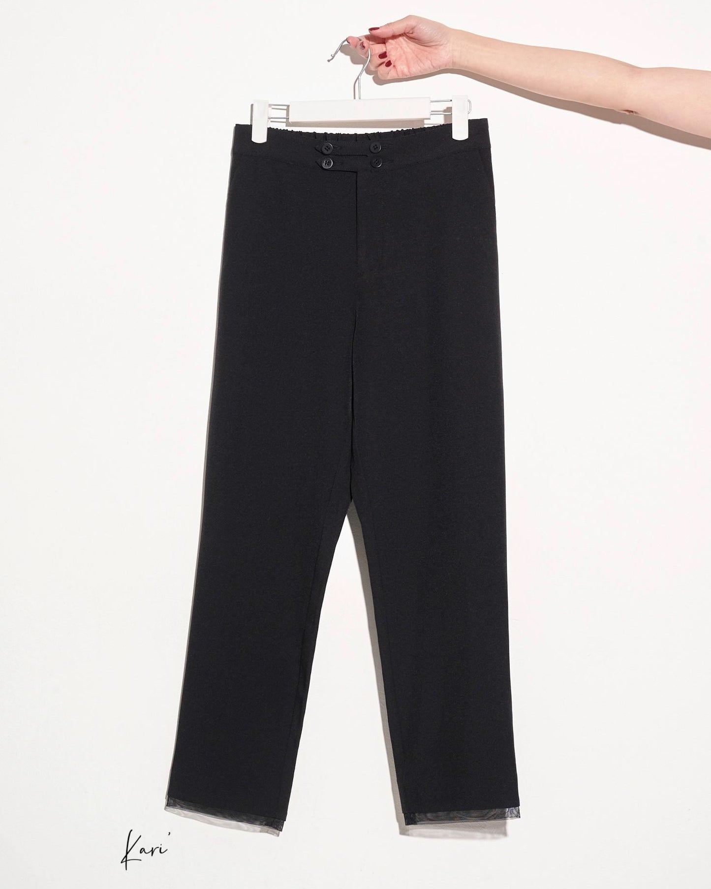 aalis KARI mesh edge pants (Black)