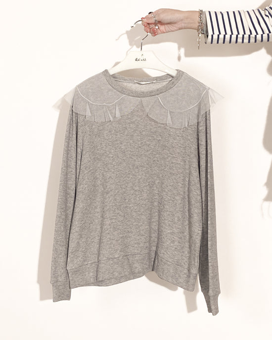 aalis LOREN mesh collar sweatshirt (Light heather grey)