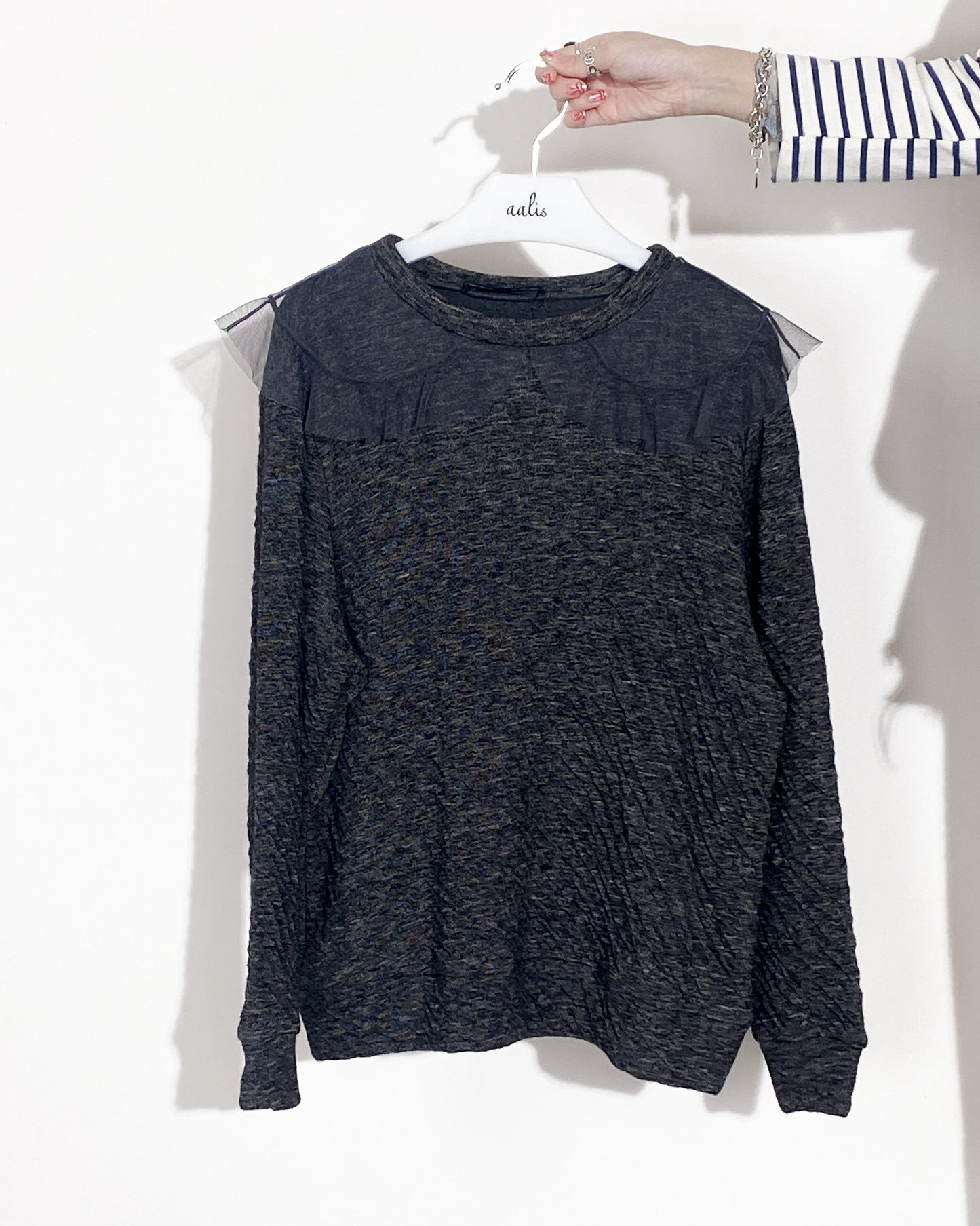 aalis LOREN mesh collar sweatshirt (Dark heather grey)