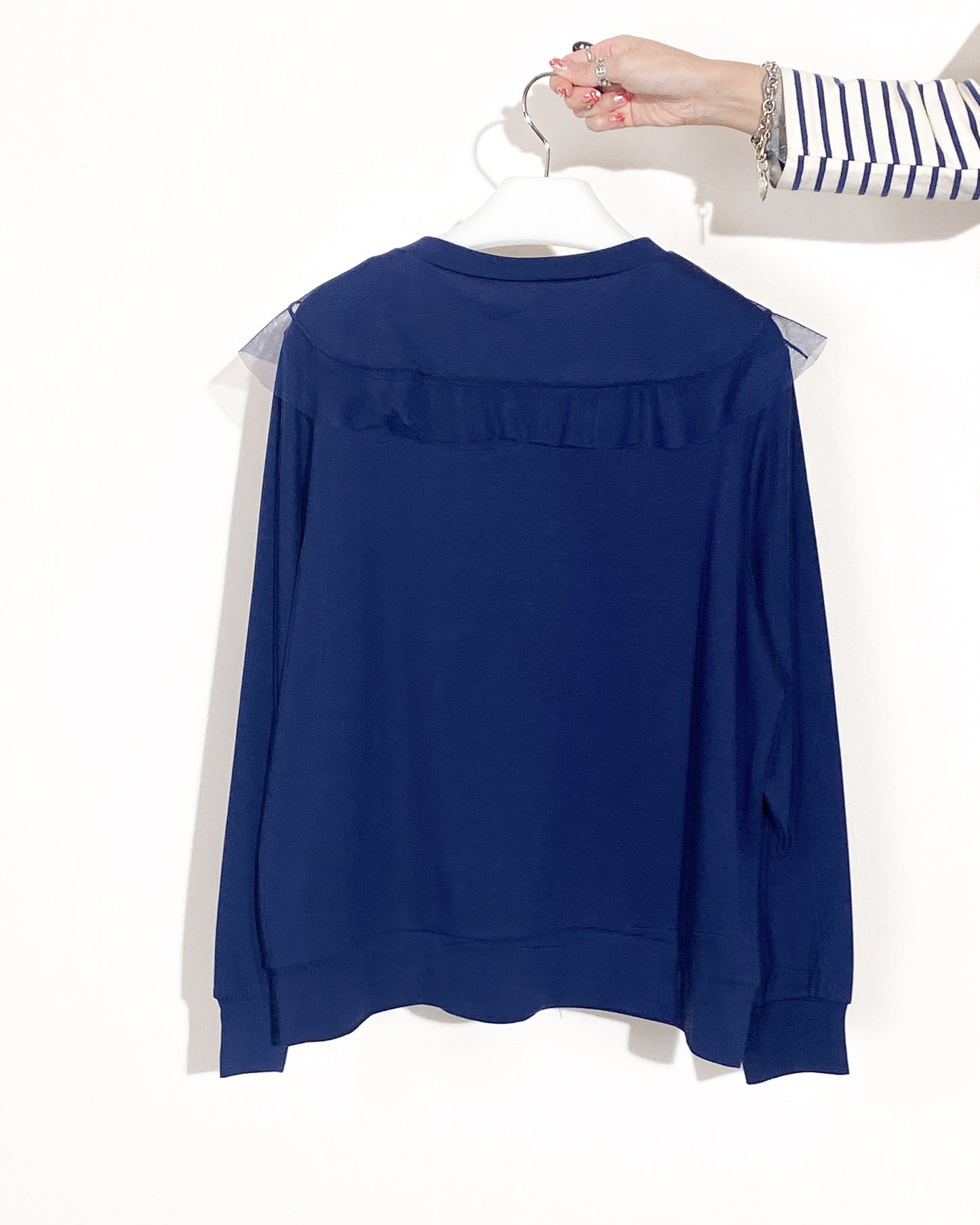 aalis LOREN mesh collar sweatshirt (Blue)