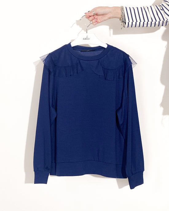 aalis LOREN mesh collar sweatshirt (Blue)