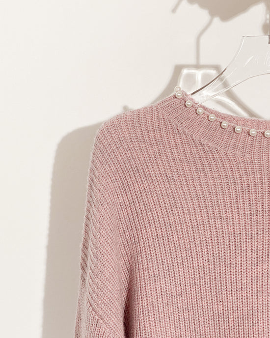 aalis THINA pearl embellished neckline sweater (Heather pink)