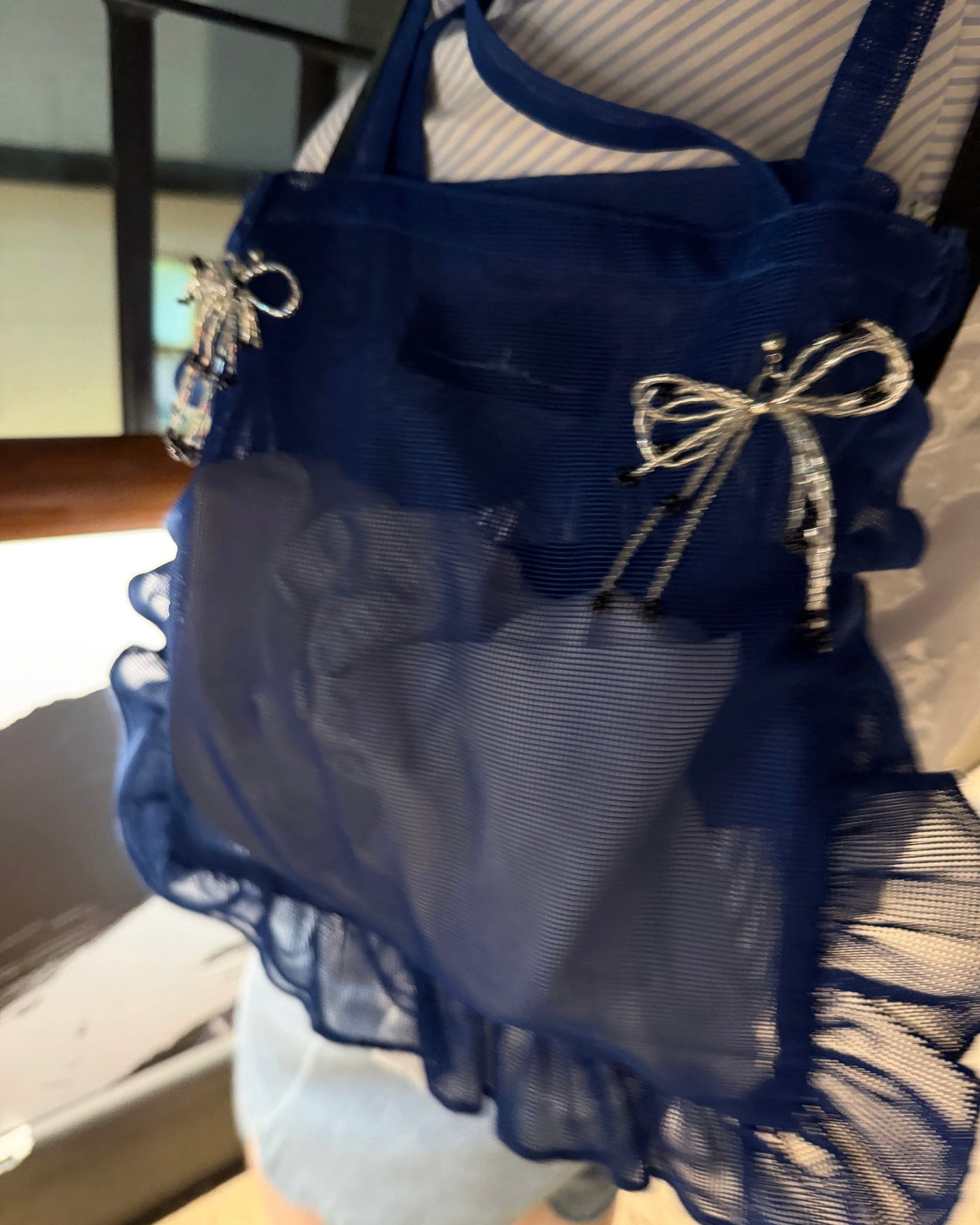 aalis LILLY mini net ruffle bag (Blue)