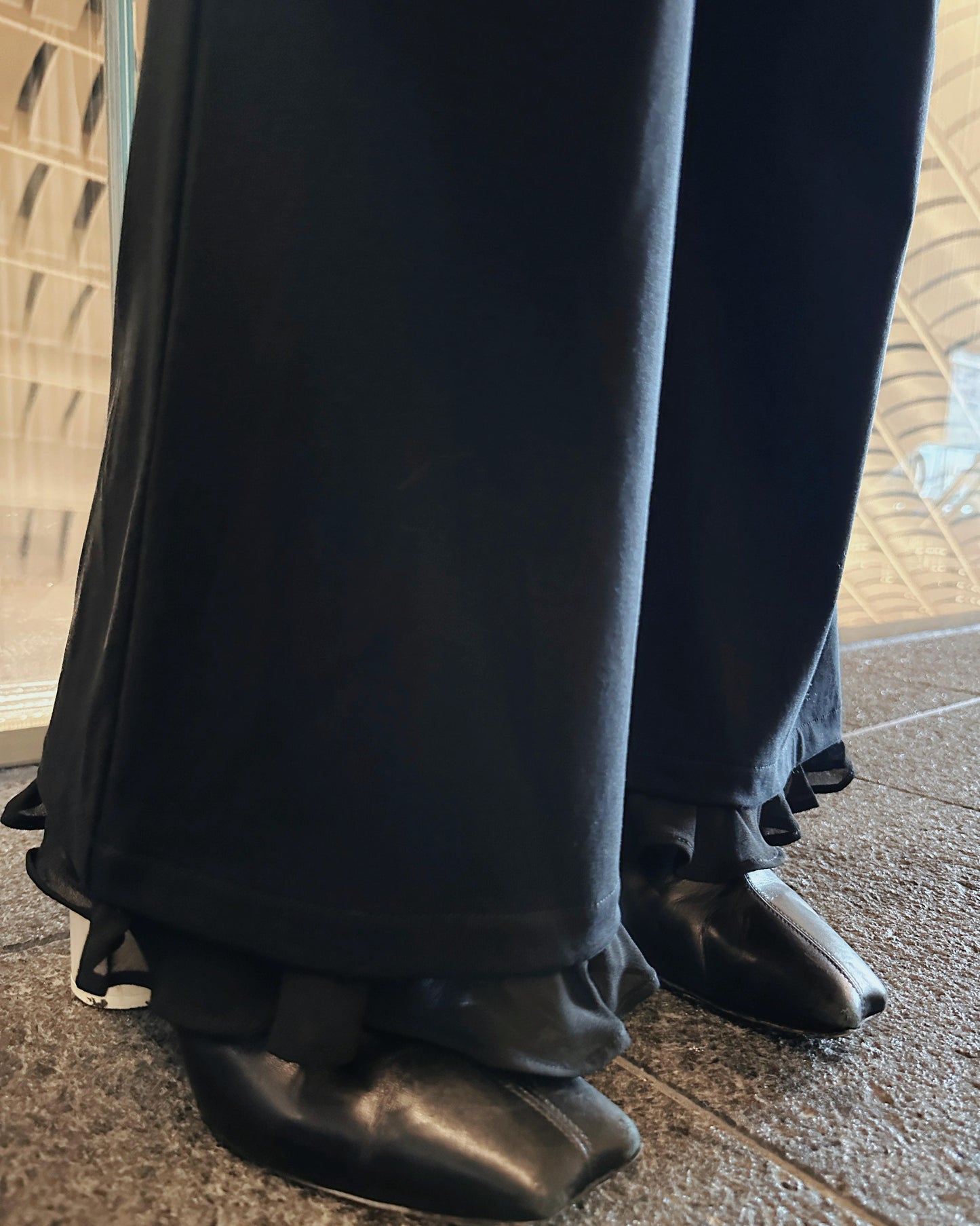 aalis DAMIEN FW25 chiffon ruffle hem pants (Black)