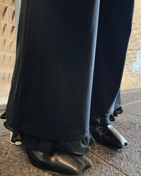 aalis DAMIEN FW25 chiffon ruffle hem pants (Black)