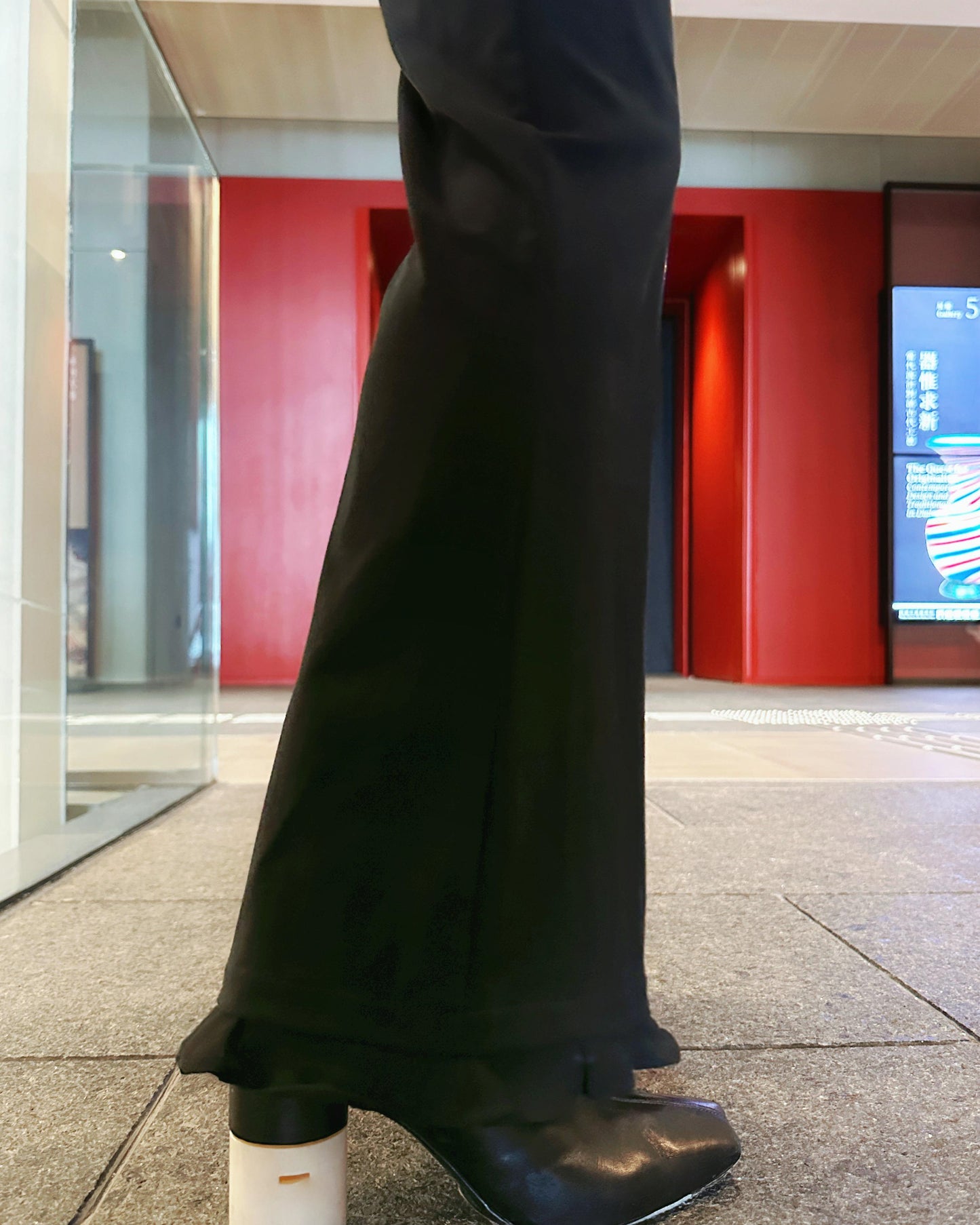 aalis DAMIEN FW25 chiffon ruffle hem pants (Black)