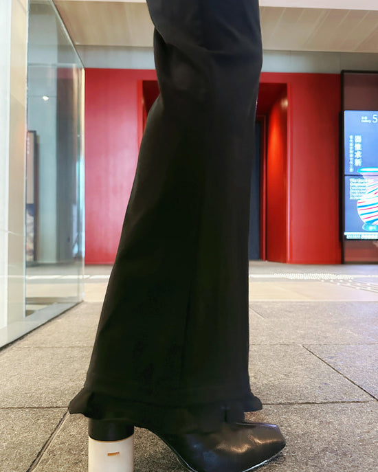 aalis DAMIEN FW25 chiffon ruffle hem pants (Black)