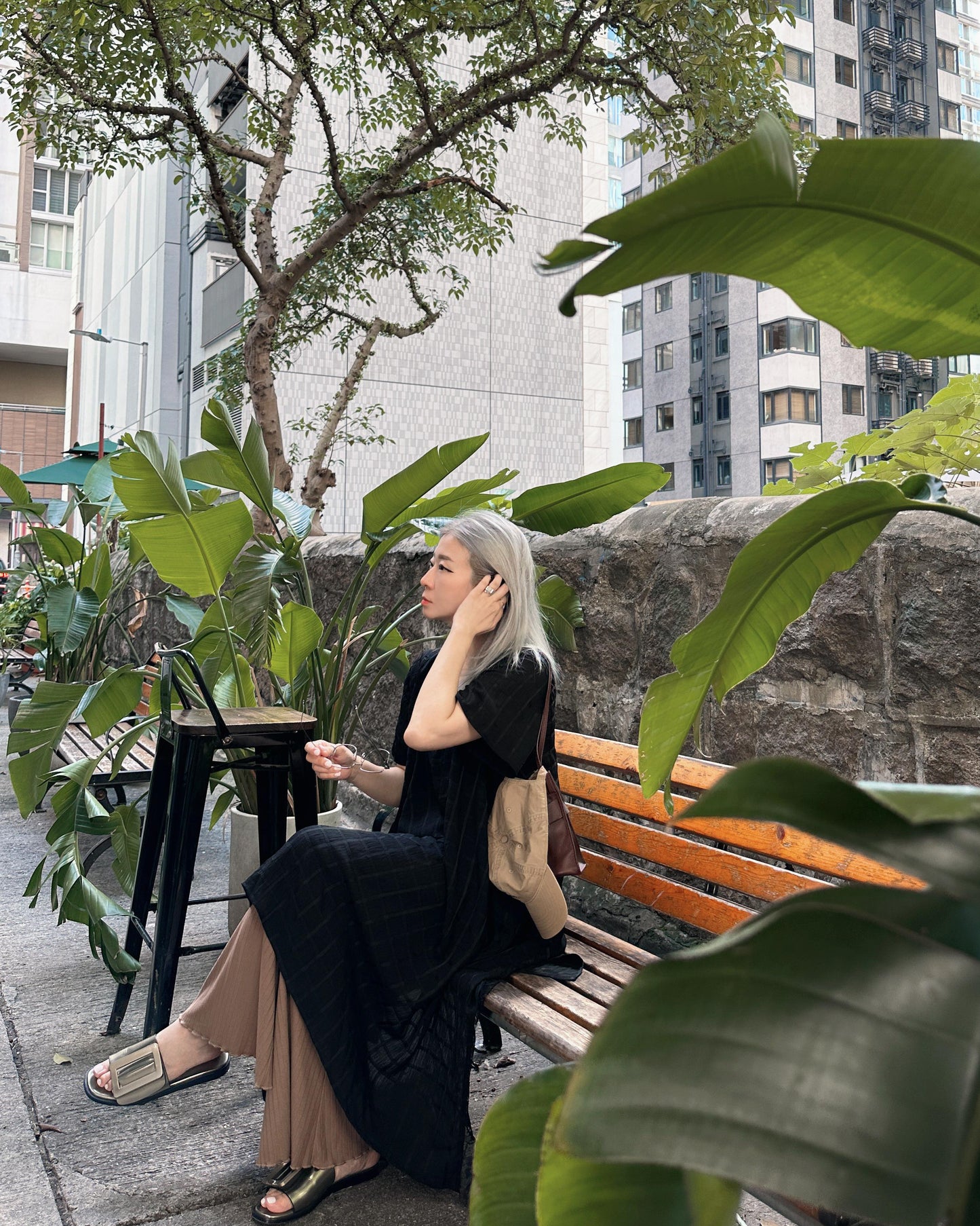 aalis BIJOO Side lace mesh ruffle detail scoop neck dress (Black)