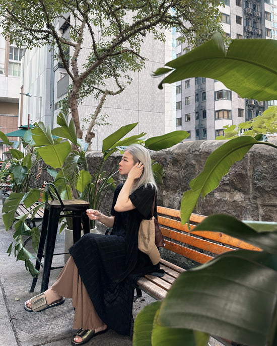 aalis BIJOO Side lace mesh ruffle detail scoop neck dress (Black)