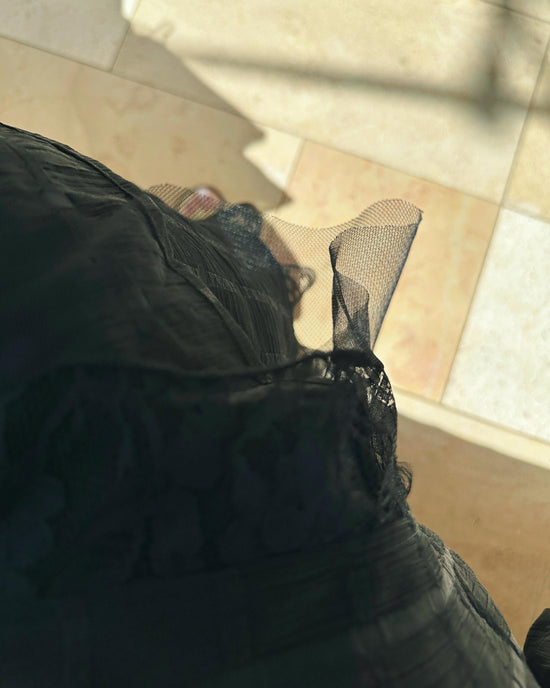 aalis BIJOO Side lace mesh ruffle detail scoop neck dress (Black)