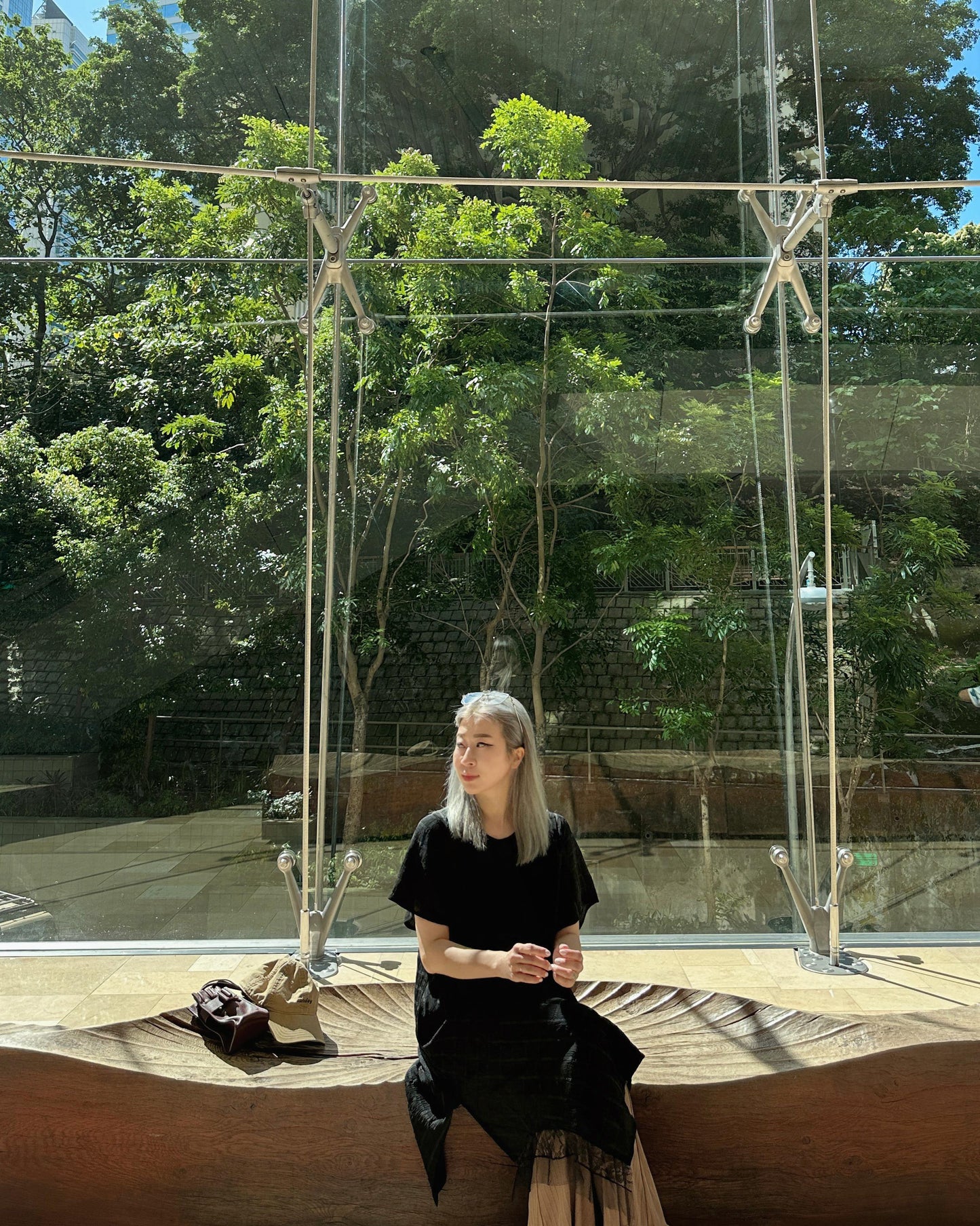 aalis BIJOO Side lace mesh ruffle detail scoop neck dress (Black)