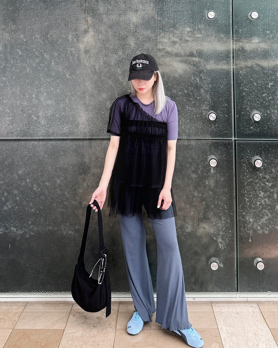 aalis TRICE one shoulder rushing mesh top (Black)