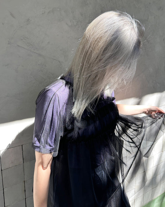 aalis TRICE one shoulder rushing mesh top (Black)