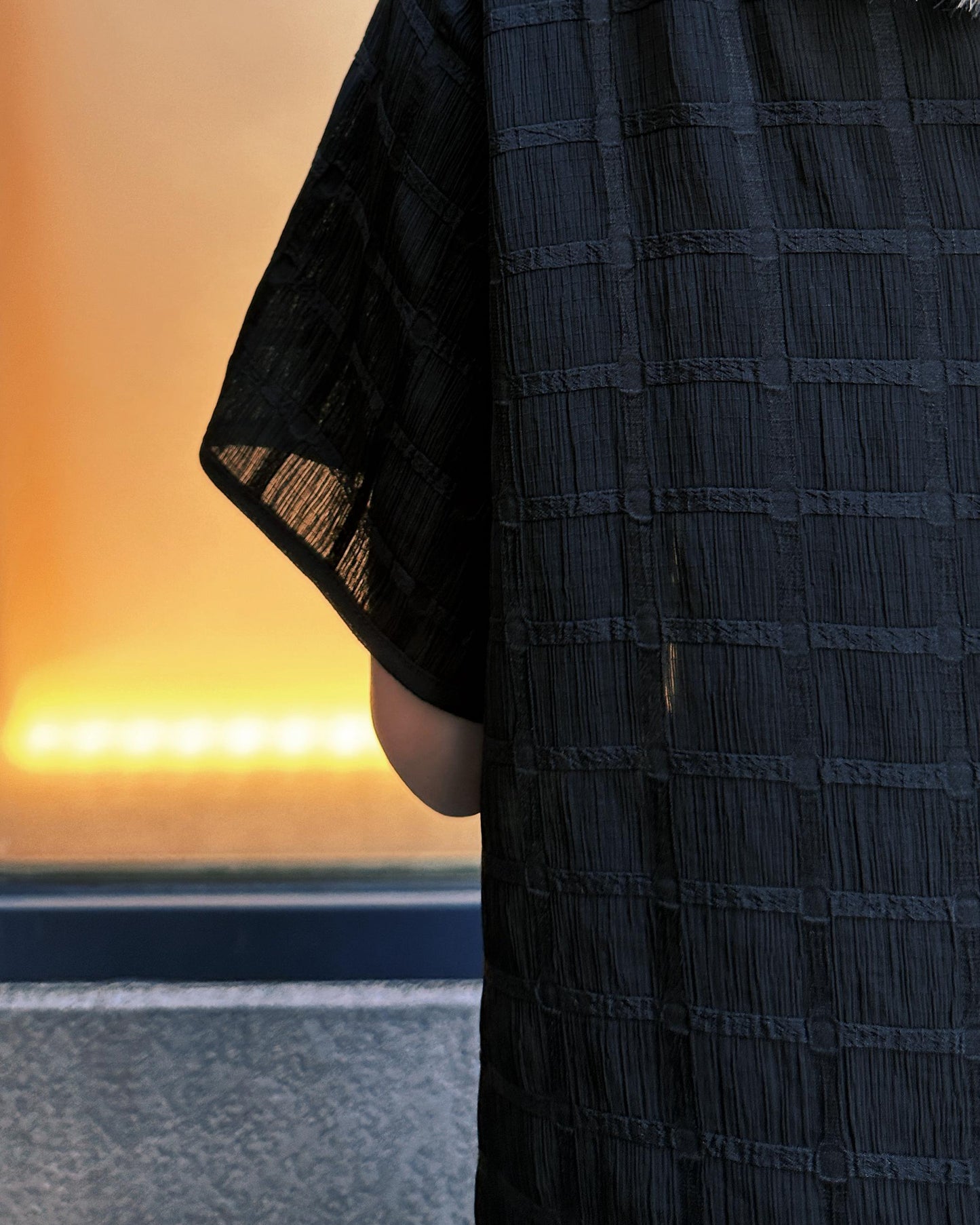 aalis BIJOO Side lace mesh ruffle detail scoop neck dress (Black)