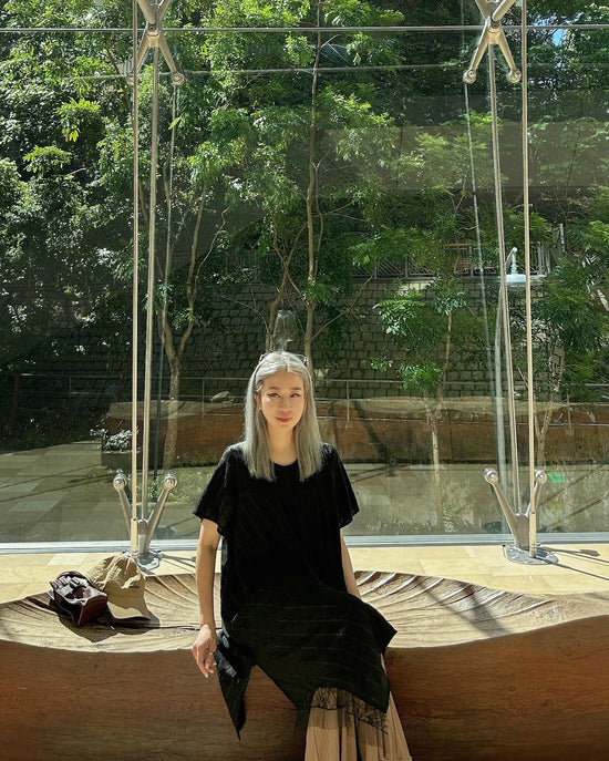 aalis BIJOO Side lace mesh ruffle detail scoop neck dress (Black)