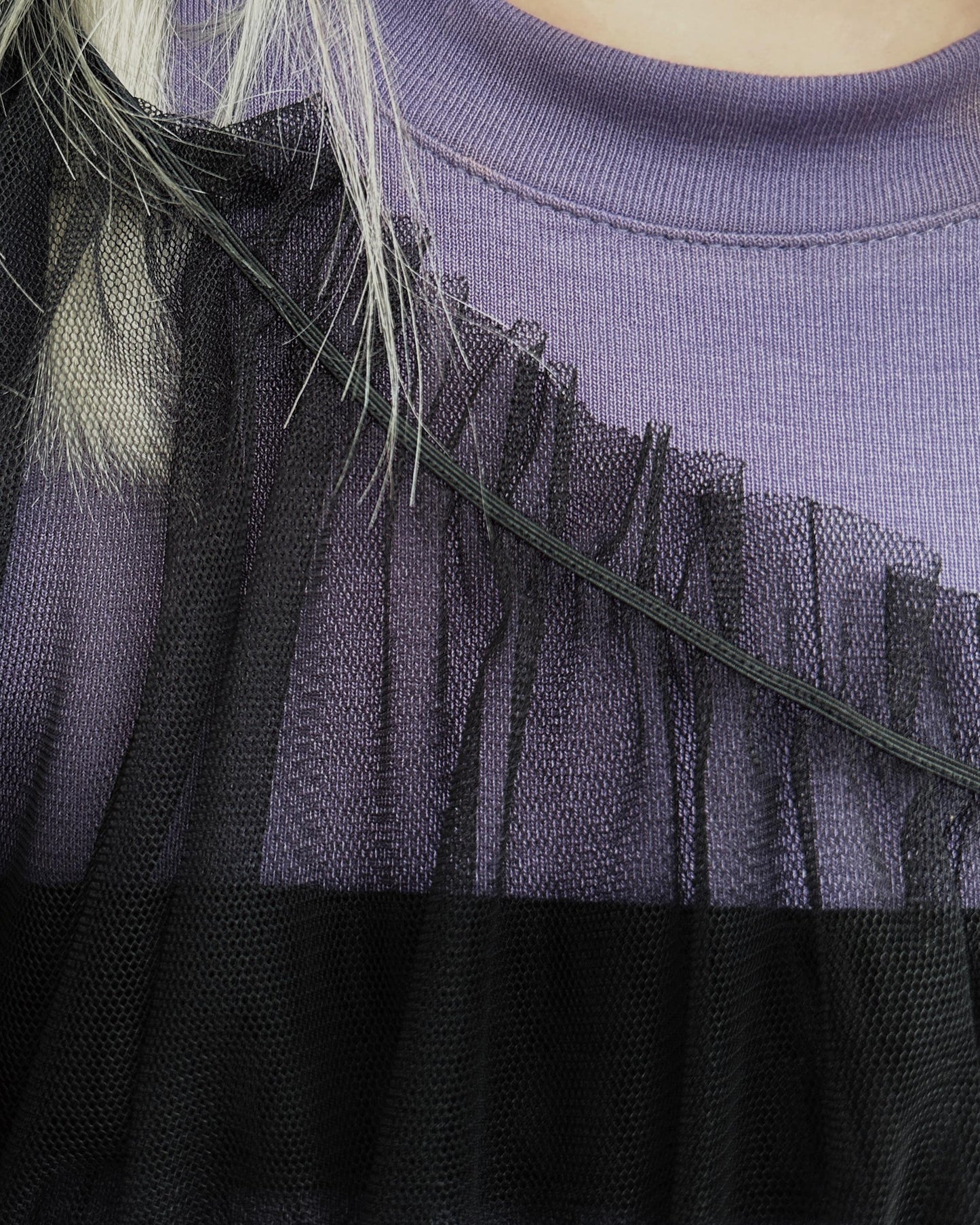 aalis TRICE one shoulder rushing mesh top (Black)