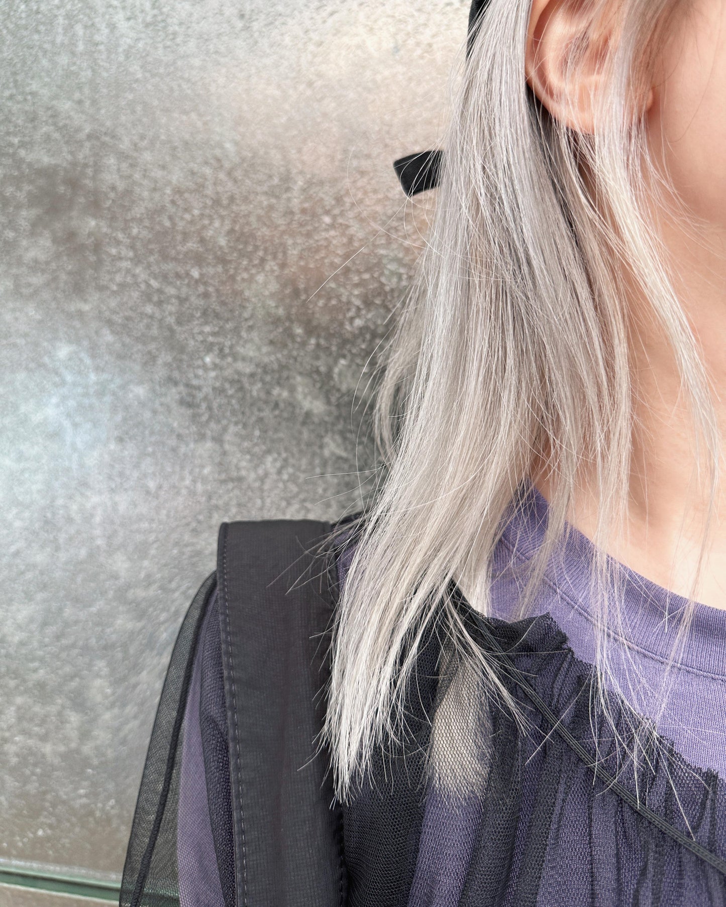 aalis TRICE one shoulder rushing mesh top (Black)