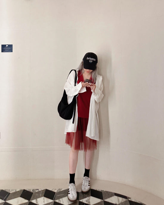 aalis RIN mesh skirt with lining shorts (Burgundy)