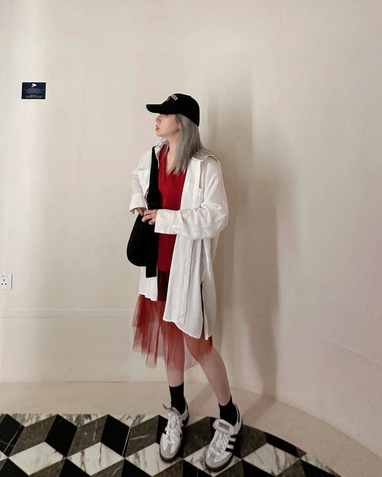 aalis RIN mesh skirt with lining shorts (Burgundy)