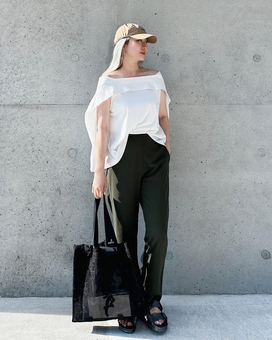 aalis HINI MESH mesh ruffle hem pants (Dark khaki)